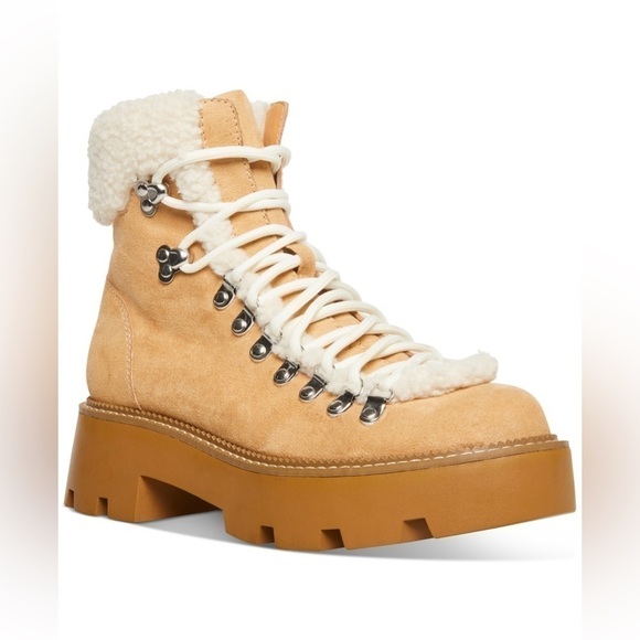 Steve Madden Cycloneee Womens Faux Leather Block Heel Hiking Boots - Picture 1 of 9